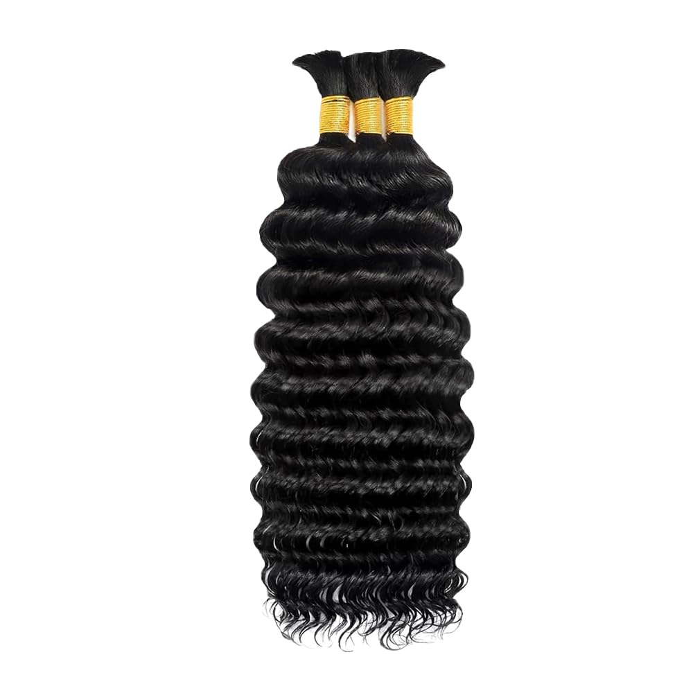 613 Blonde Human Braiding Hair 24 24 24 Inch 150g 3 Bundles Brazilian Virgin Hair Blonde Deep Wave Bulk Bohemian Color 613 Braids