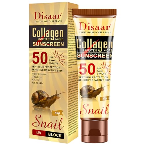 DISAAR Collagen Snail Sunscreen SPF 50 PA+++ Moisturizing Lotion 50g