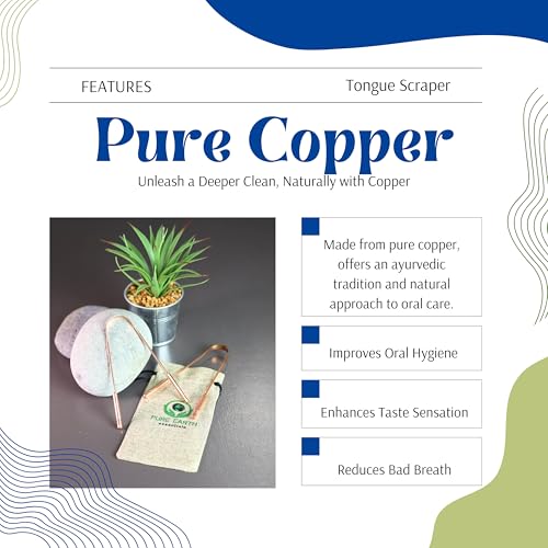 Copper Tongue Scraper for Adults & Kids - 2 Pack, Reusable, Travel-Friendly