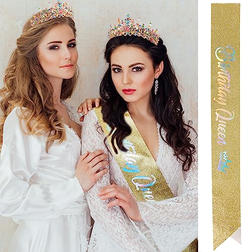Colourful Crystal Tiara Crown for Birthday Queen - Elegant Headband