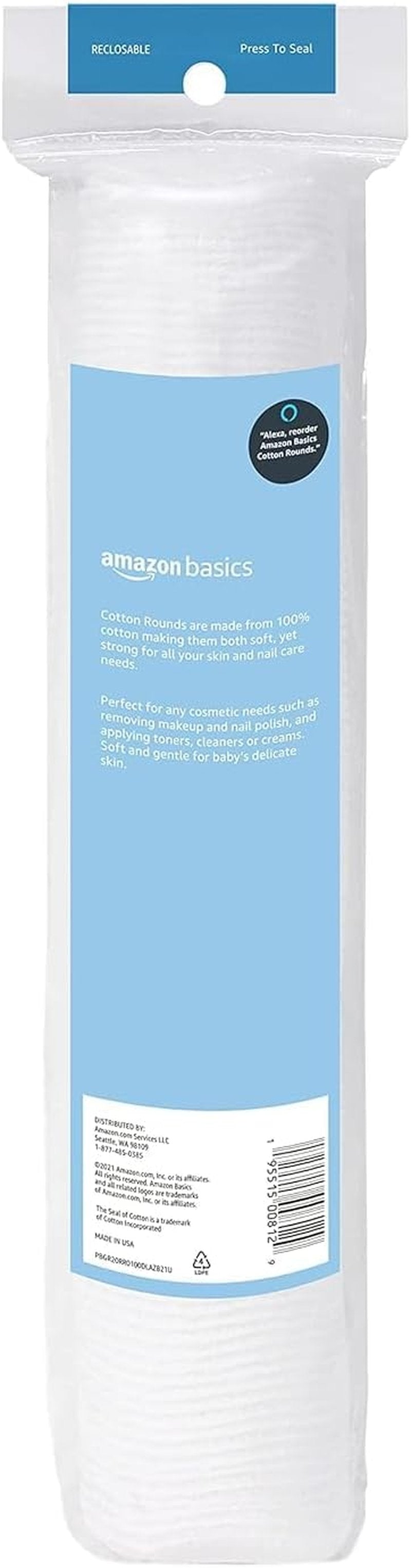 Hypoallergenic Cotton Rounds for Makeup Removal & Skincare - 100 Count Pack