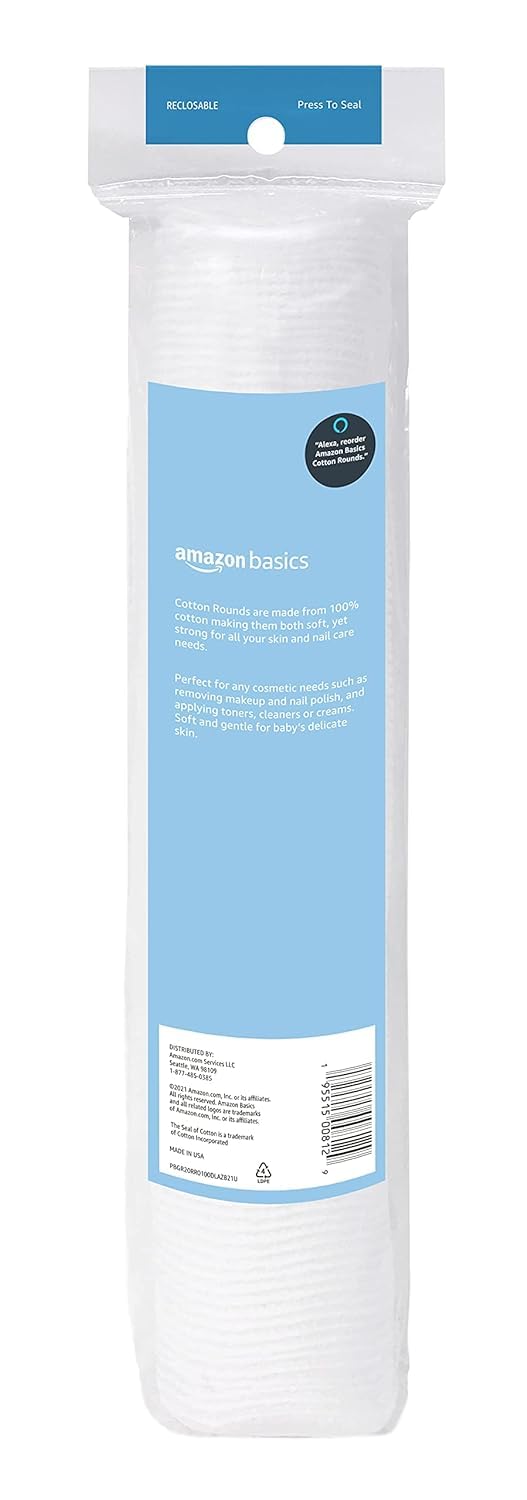 Hypoallergenic 100% Cotton Rounds for Makeup Remover | 600 Count, Ideal for All Skin Types