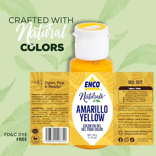 ENCO Natural Food Coloring Gel Yellow 1.41 oz - Vegan & Kosher