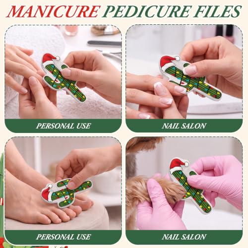 50 Pcs Christmas Cactus Nail Files Bulk Gift for Women, Holiday Manicure Tools