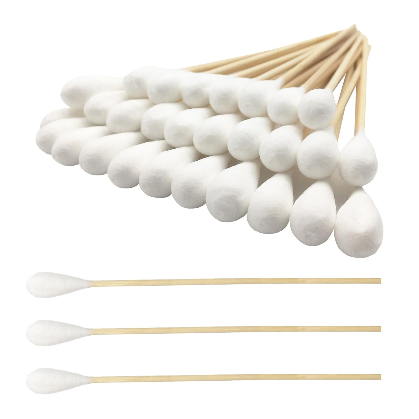 Premium 6-Inch Cotton Swabs - 100-Pack for Pets, Gun Cleaning & Makeup | Large Size