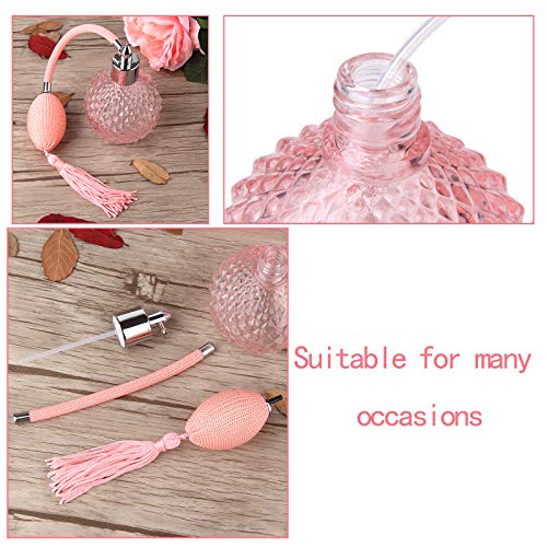 Lamoutor Vintage Perfume Spray Bottle 100ml Pink Crystal with Tassel