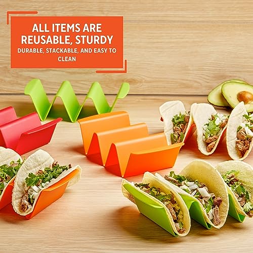 IMUSA 6-Piece Taco Holder Set - Colorful & Stackable, Holds 2-3 Tacos