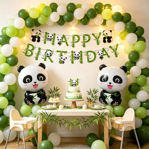 Adorable Panda Birthday Party Decoration Set - Banner & Foil Balloons