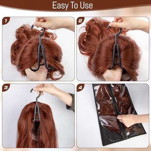 6-Pack Wig Storage Bag Set with Hangers, 23.5 inch, Black