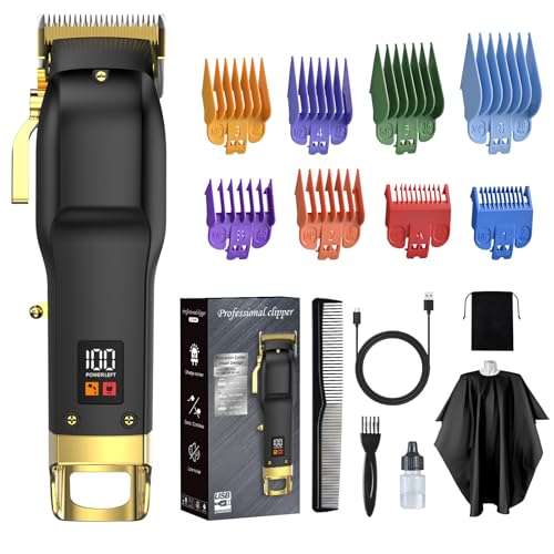 Elehomyou Cordless Hair Clippers Kit with 8 Color-Coded Guards & LED Display