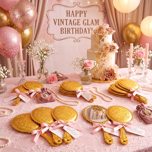 Qunclay 12 Pcs Gold Vintage Hand Mirror Set - Portable & Elegant