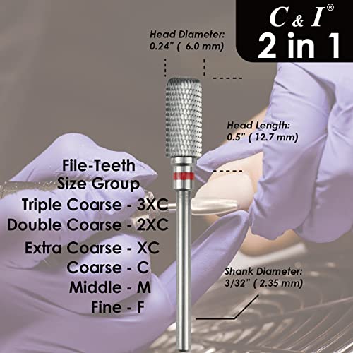 C & I 2 in 1 Nail Drill E-File Fine-F for Cuticle Care & Gel Removal