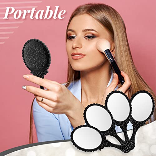 Black Vintage Handheld Mirror Set - 16 Pack Compact Retro Makeup & Travel Mirrors