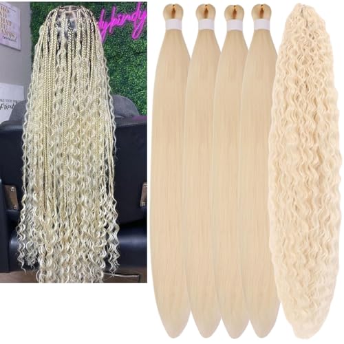 Leticia Blonde Pre-Stretched Braiding Hair with Boho Curls - 30 Inch, Pack of 5