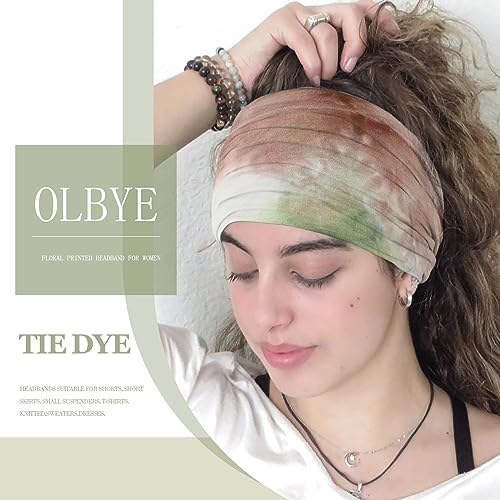 Olbye Tie Dye Boho Headband for Women - Wide Knotted Turban Hairband