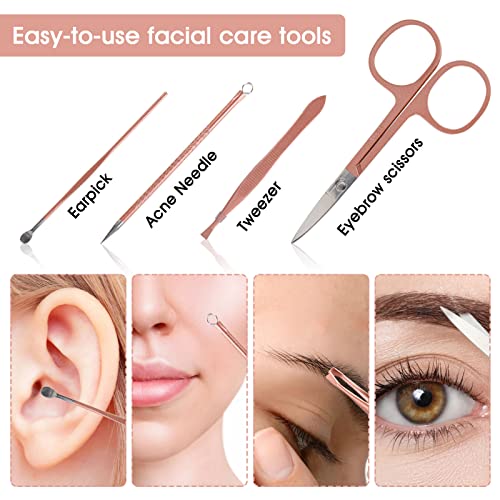 Nail Clippers & Beauty Tool Portable Set, Rose Gold Manicure Set, 12 in 1. | Martensitic Stainless Steel, Pink Leather Bag, Suitable for Home, Workplace, Outdoor Travel, Gift Giving, Salon.