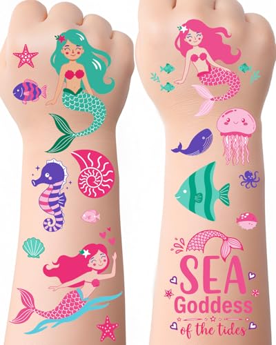 Mermaid Temporary Tattoos for Kids - 106 Waterproof Designs