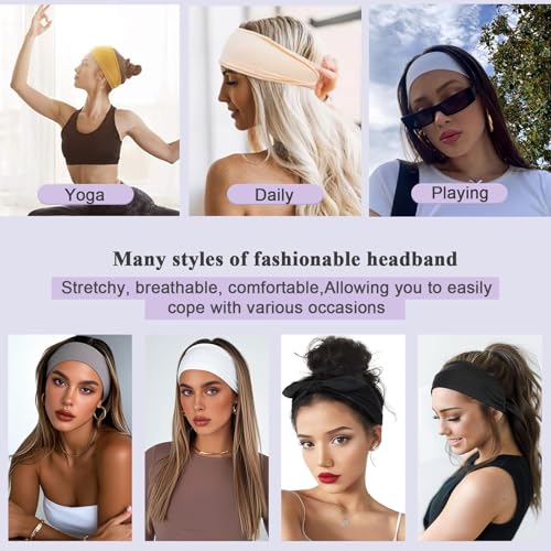 4-Pack Women's Black Headbands - Stretchy Anti-Slip Design for Yoga & Everyday Use