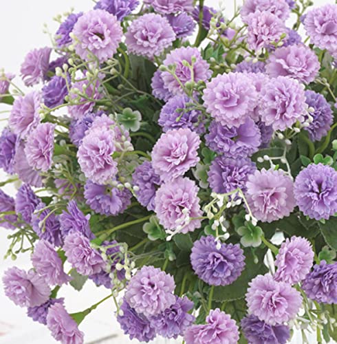 2 Pack Silk Carnation Flowers for Wedding & Home Decor - Purple
