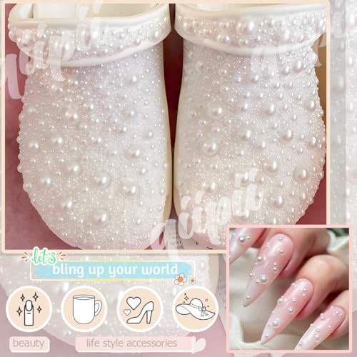 Qiipii Pure White Series Flatback Pearls & Rhinestones Craft Kit for Nails & DIY Projects