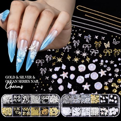 Teenitor Nail Art Kit with 5 Charm Boxes, Stickers & Tools