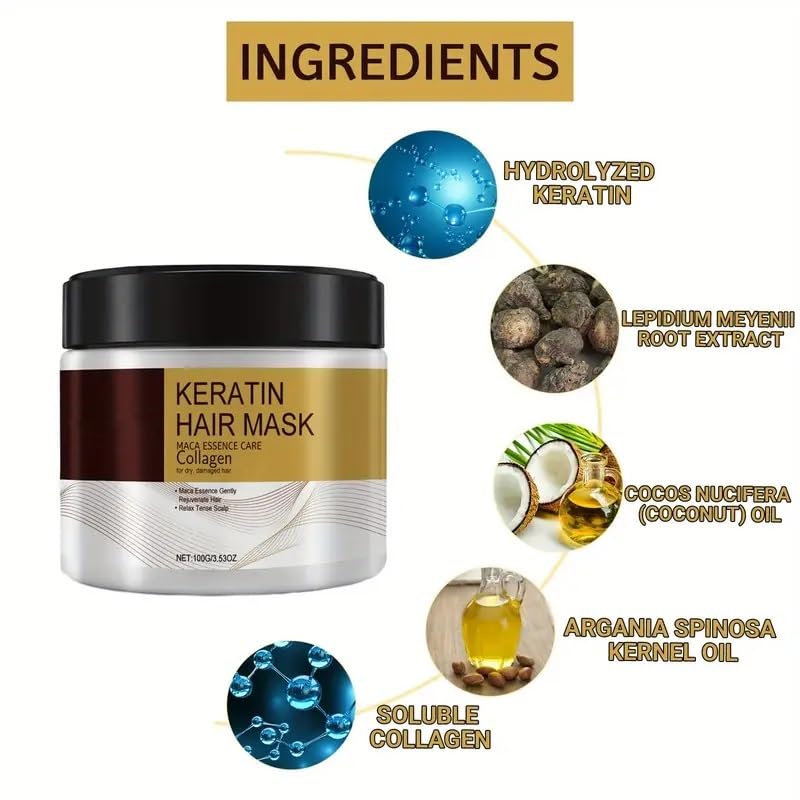 Voltafas Keratin Hair Mask with Collagen & Maca Essence - 3.53 oz