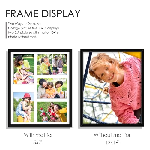 DUENPY 13x16 Collage Frame for 5 Photos - Black Wall Display