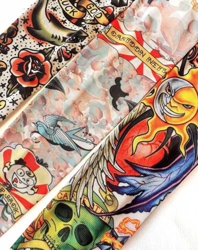 Kids Temporary Tattoo Sleeves - 10 Pcs Sun Protection Arm Covers for Boys & Girls