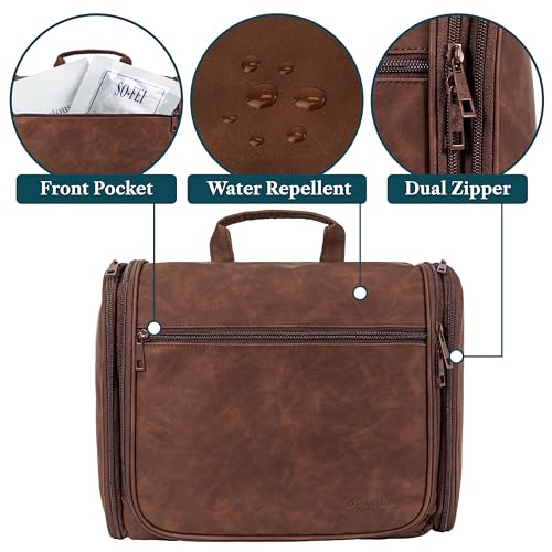PAVILIA Large Hanging Toiletry Bag for Men, Water-Resistant Travel Organizer