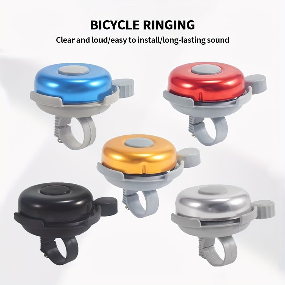 Classic Bike Bell Bicycle Horn, Loud Clear Crisp Sound, Aluminum Cover & Plastic Base, Cycling Accessories for Adults & Teens, Universal for Road & Mountain Bikes (red)