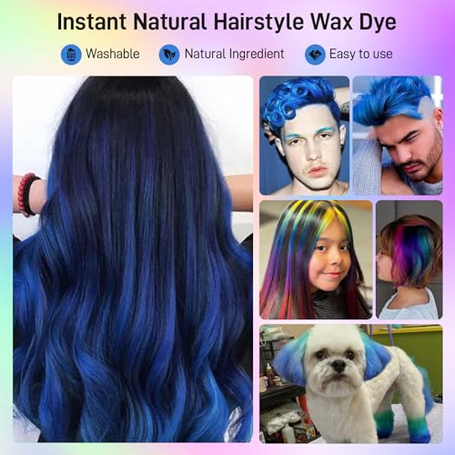 Blue Temporary Hair Color Wax - Washable Hair Dye for Women & Men, 120g