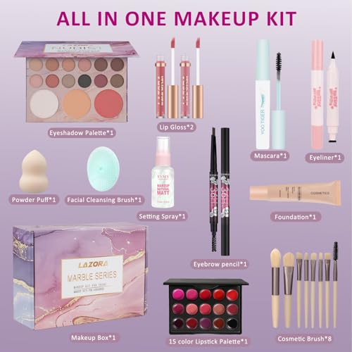 LAZORA Makeup Gift Set for Teen Girls - All-in-One Makeup Kit