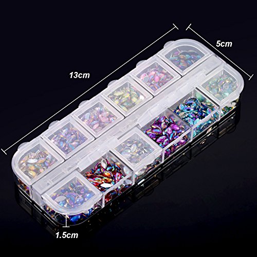 1200 Pcs Colorful Nail Rhinestones Flat Back Gems for Nail Art
