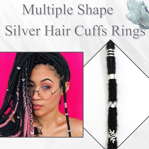 40PCS Silver Hair Cuffs for Braids & Dreadlocks - Metal Clips