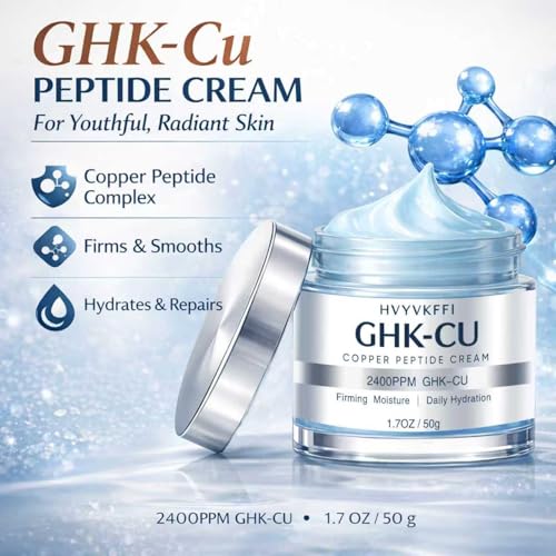 GHK-CU Copper Peptide Cream for Face - 2400PPM Firming Moisturizer, 1.7 Oz