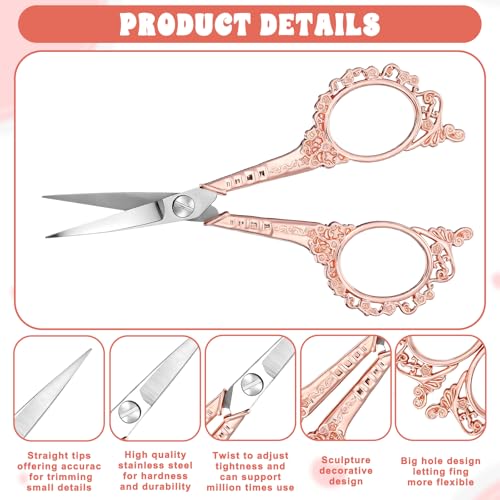 Professional Mini Scissors for Eyebrows & Facial Hair - Gold Pink