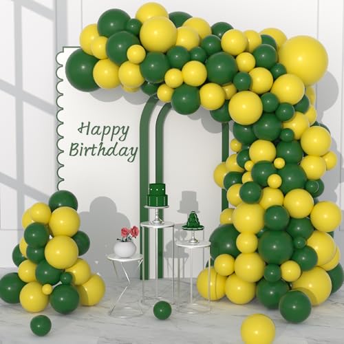 Retro Green Yellow Balloon Garland Kit - 122PCS for Parties