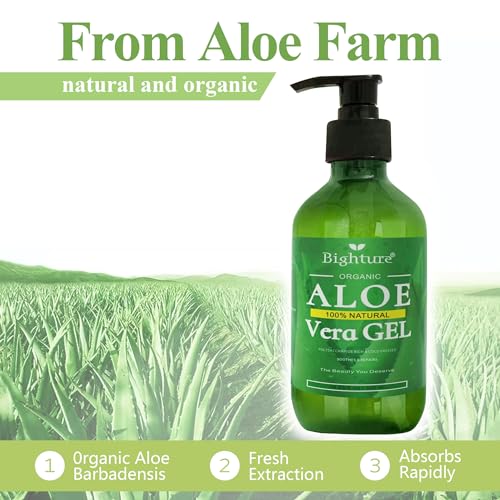 BIGHTURE Aloe Vera Gel - 100% Pure for Skin & Hair Care