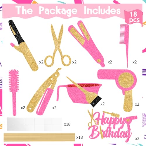 18PCS Hairdresser Centerpiece Sticks for Birthday & Bridal Showers