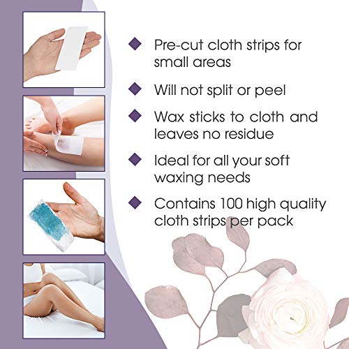 Satin Smooth Small Non-Woven Wax Strips 100 Count Pack of 2 for Face & Body – White