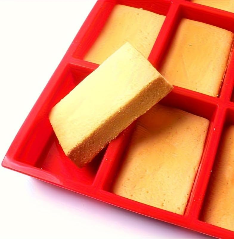 Mini Loaf Pans Silicone - 8-Cavity Nonstick Bakeware for Cornbread, Brownies & Cheesecake | Oven Safe, Red