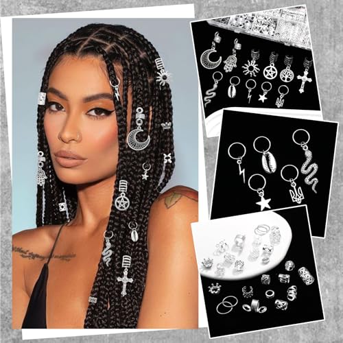 NAISKA Viking Hair Jewelry Set - 186 Pcs Norse Beads & Cuffs