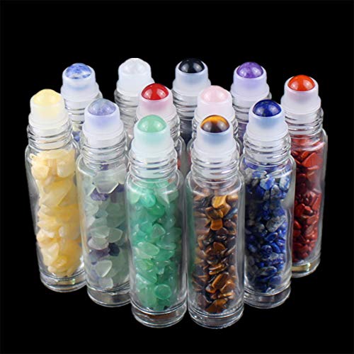 Amethyst Crystal Roll-On Bottles 10ml Pack of 5 for Essential Oils & Perfume