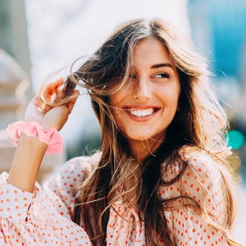 Semato Velvet Light Pink Scrunchies - 2 Pack Hair Ties for Women