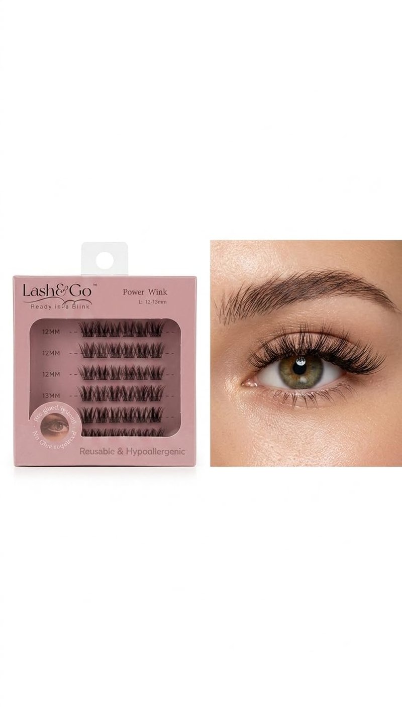 Pre-Glued Lash Clusters | Reusable DIY Press-On Lashes for Natural Wispy Look (12–13mm)