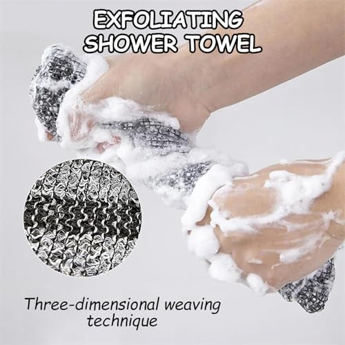 2-Pack Exfoliating Shower Towels for Body & Face – Double-Sided Loofahs, Deep Scrub, Long Bath Cloths for All Skin Types