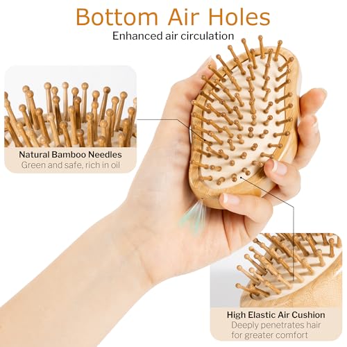 STYLEMATE Bamboo Hair Brush - Portable S-Shape Design for All Hair Types