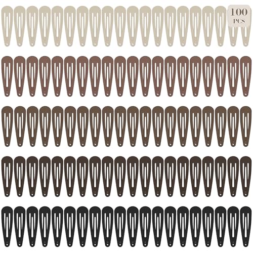 100 Pcs No-Slip Metal Snap Hair Clips for Women & Girls - Matte Colors
