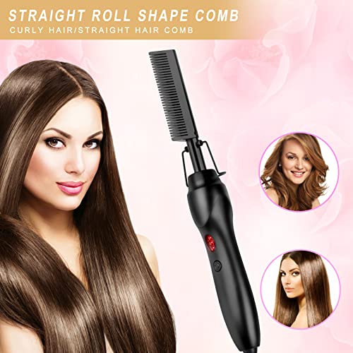 Erokicysh Black Hot Comb - Portable Ceramic Straightening & Curling Brush