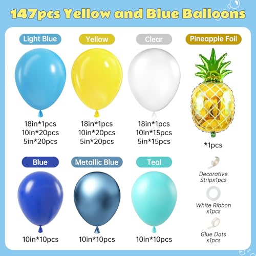 Cartoon Sponge Balloon Arch Kit - 147pcs Yellow & Blue Party Decor